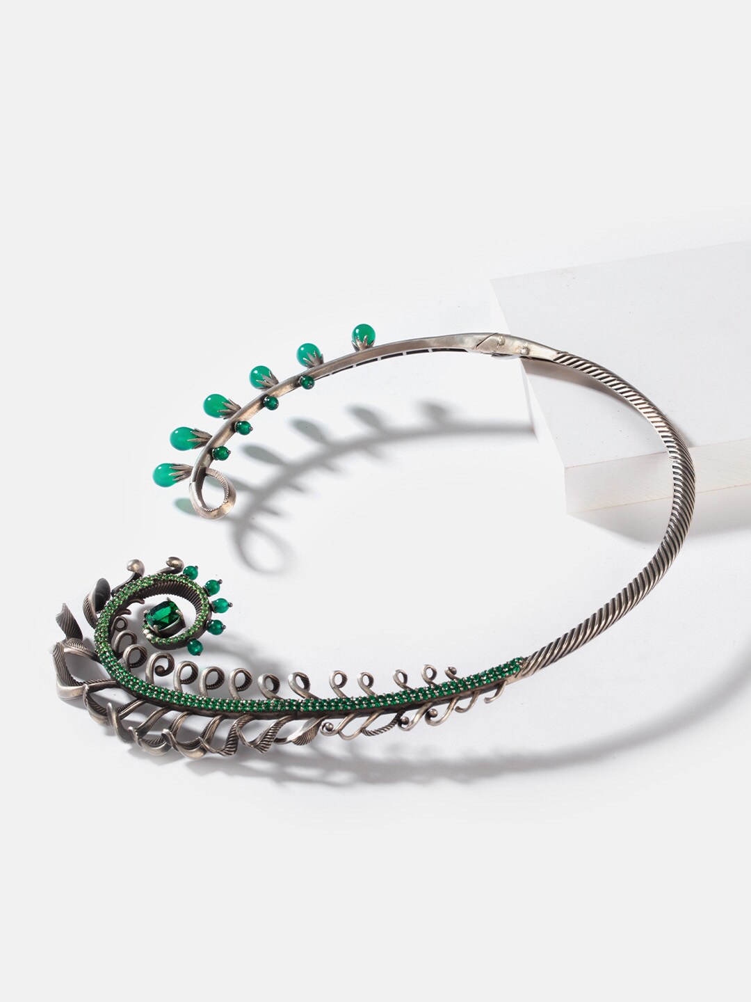 

SHAYA Sterling Silver Unlearn Oxidized Slip-On Necklace, Green