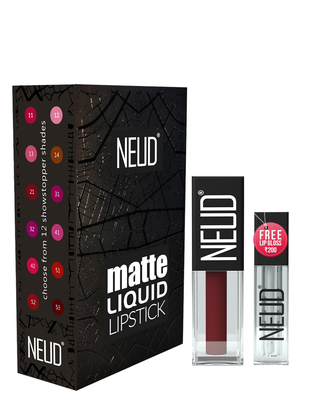 

NEUD Matte Liquid Lipstick - 21Mocha Brownie with Free Lip Gloss, Brown