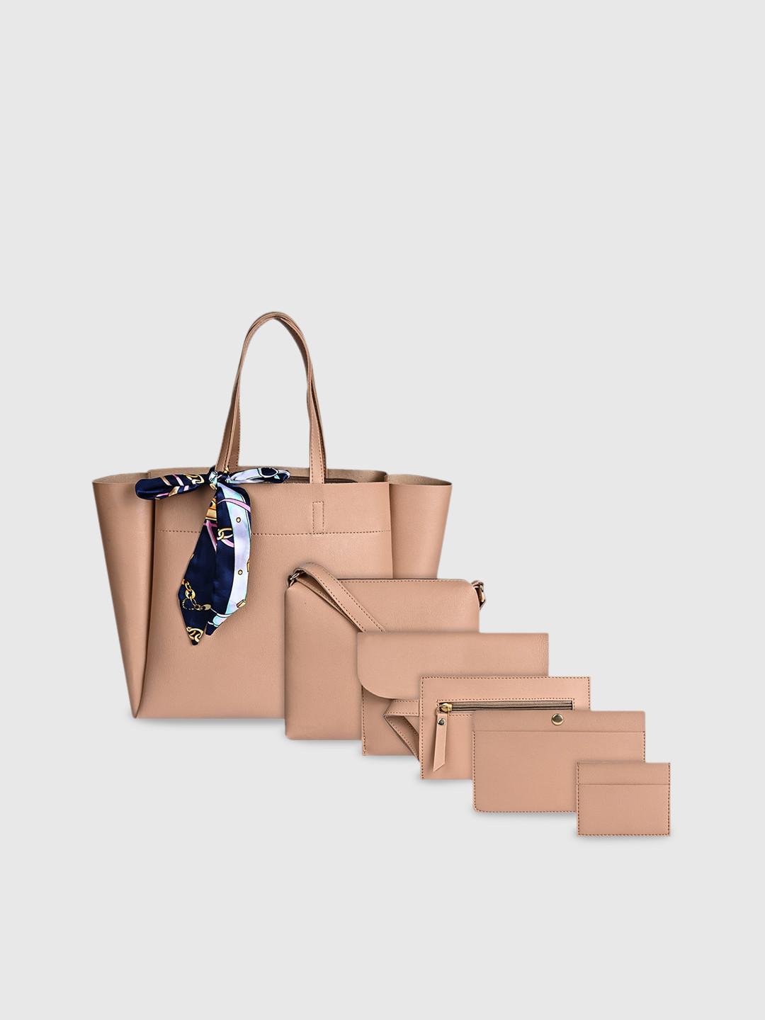 

Bagsy Malone Pack Of 5 Textured Structured Tote Bag, Beige