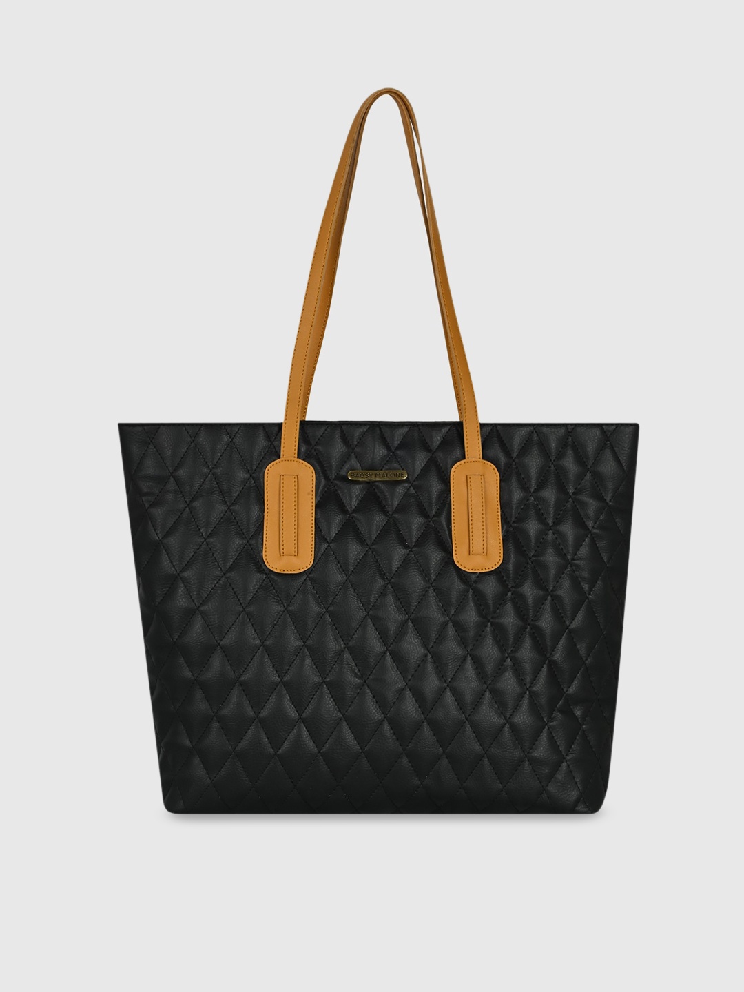 

Bagsy Malone Checked Structured Tote Bag With Quilted, Black