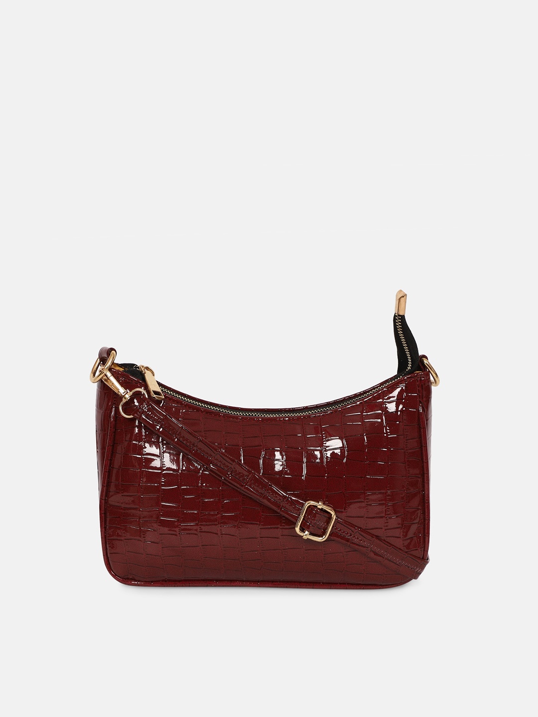 

Bagsy Malone Women Animal Textured PU Swagger Shoulder Bag, Maroon