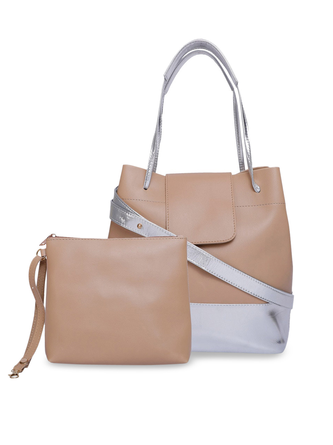 

Bagsy Malone Colourblocked PU Shopper Tote Bag, Beige