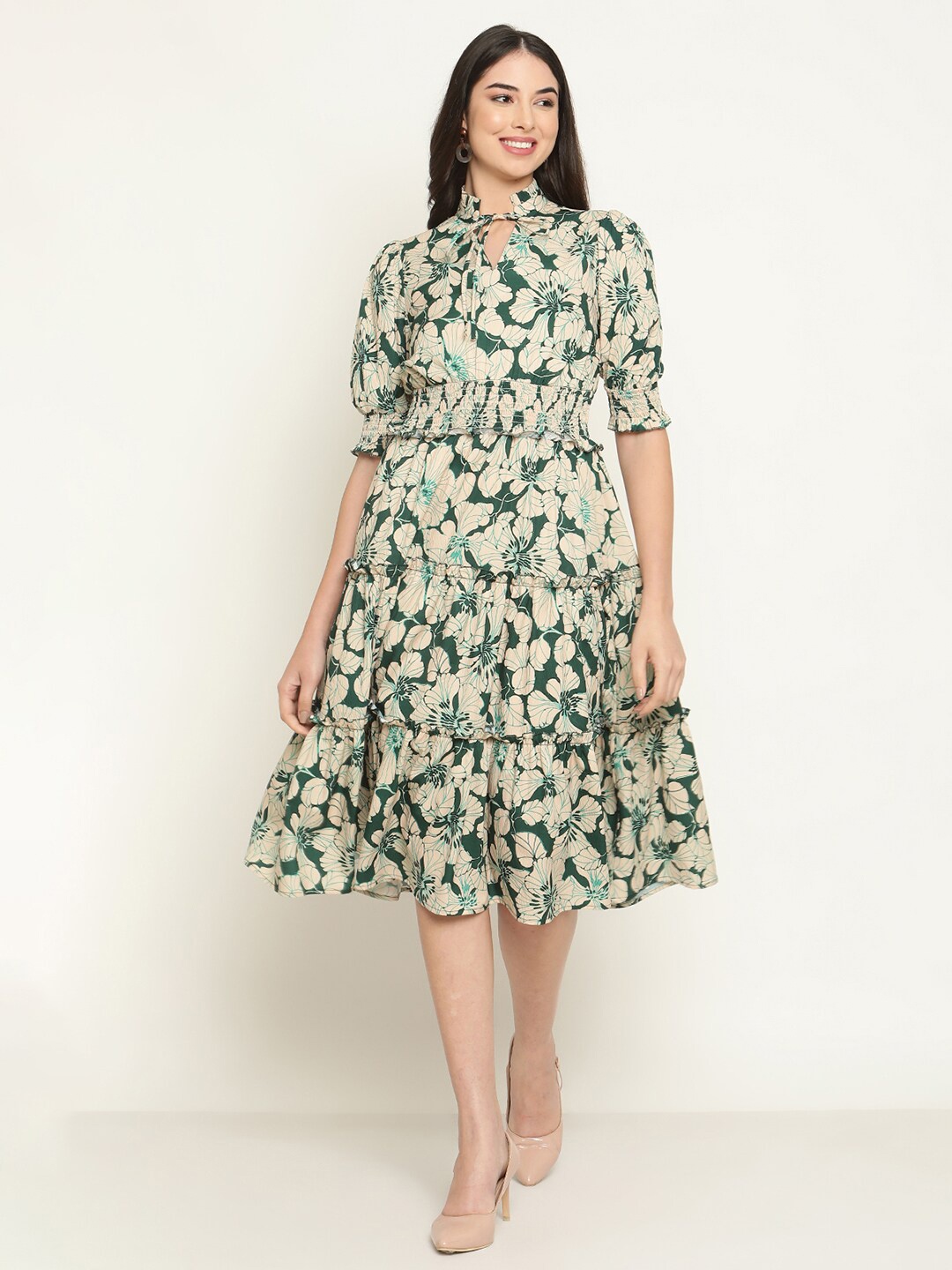 

The Vanca Tie-Up Neck Mini Dress, Green