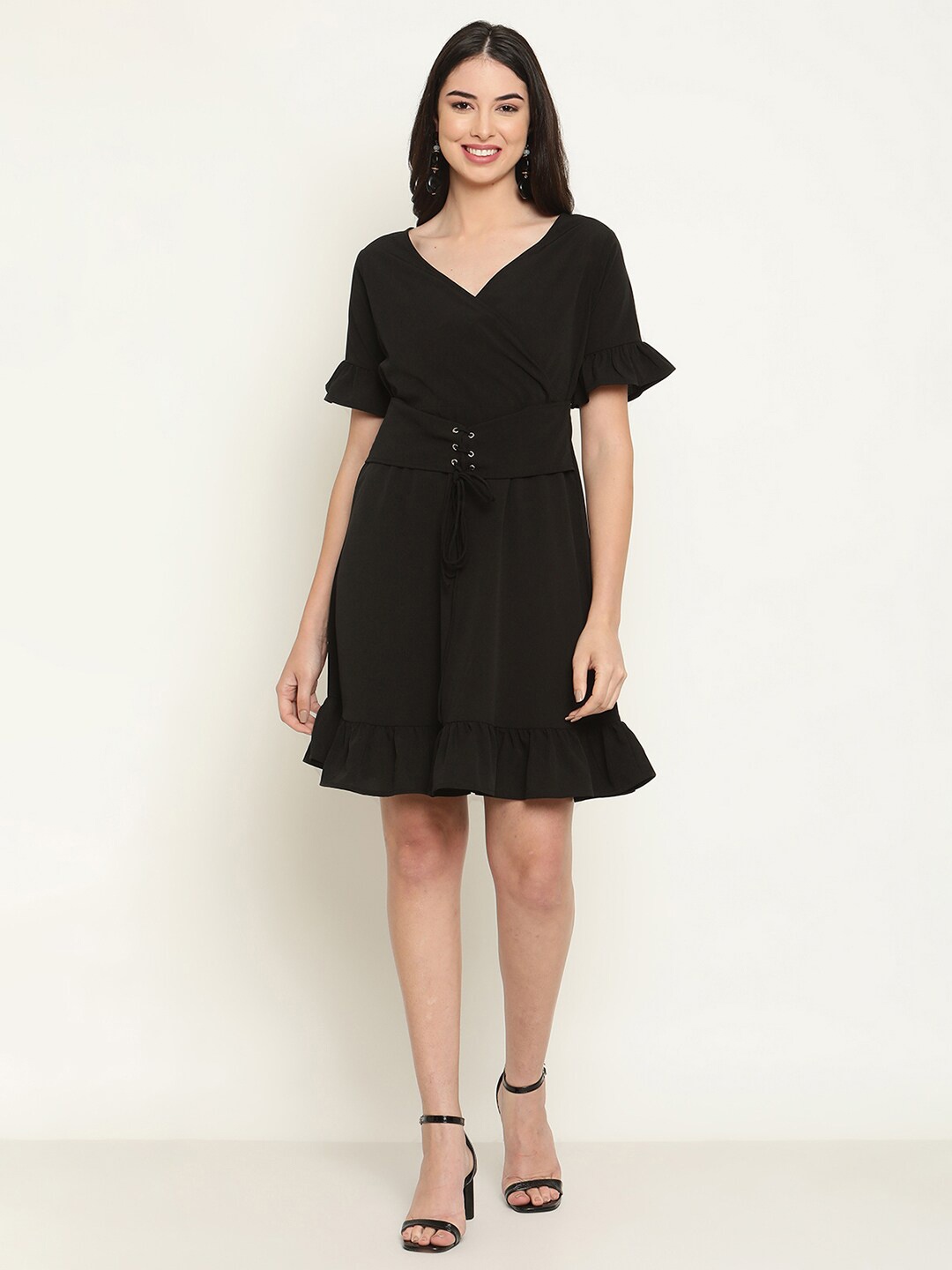 

The Vanca Bell Sleeves Fit & Flare Dress, Black
