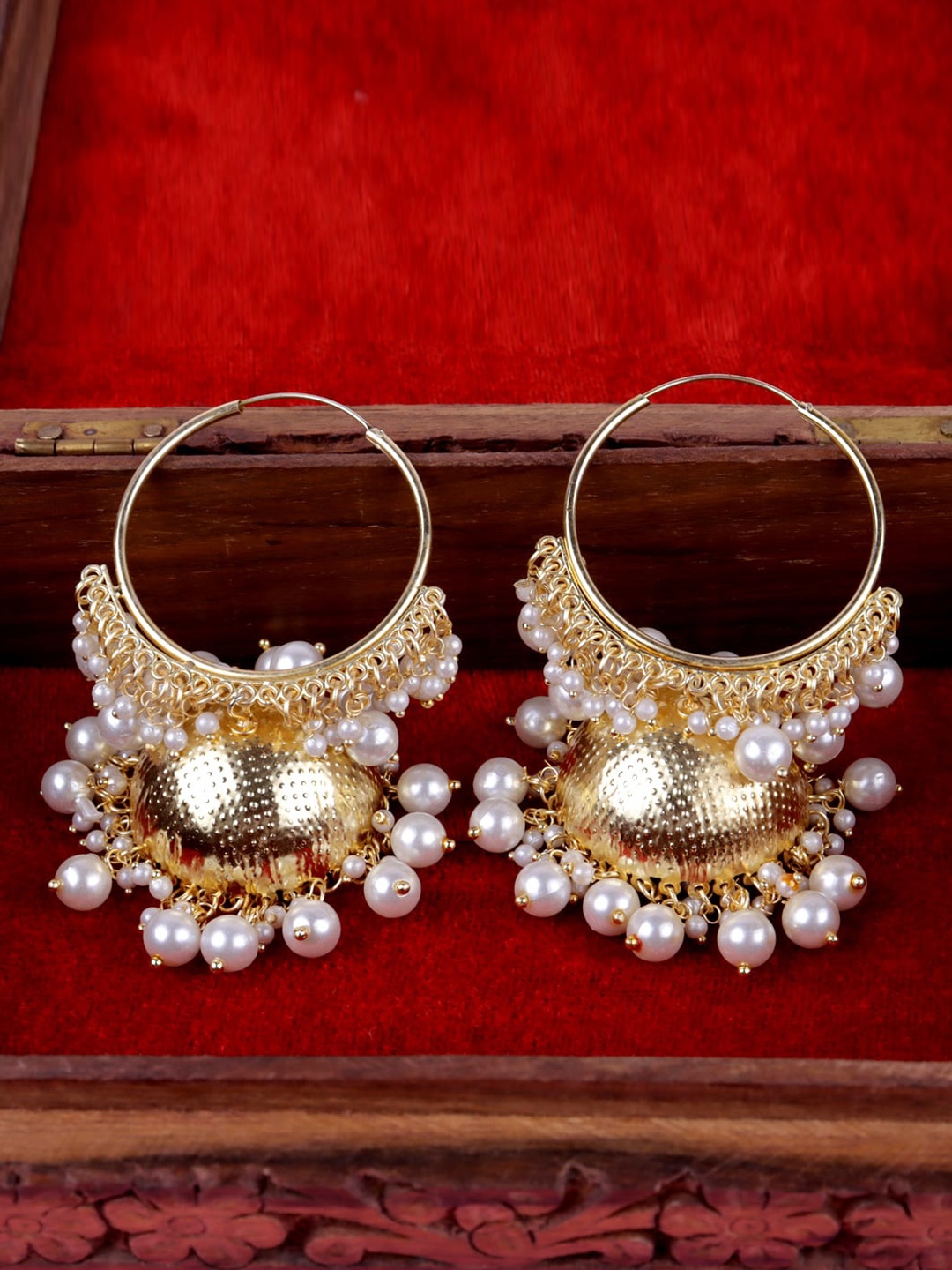 

VAGHBHATT Gold-Plated Circular Jhumkas Earrings