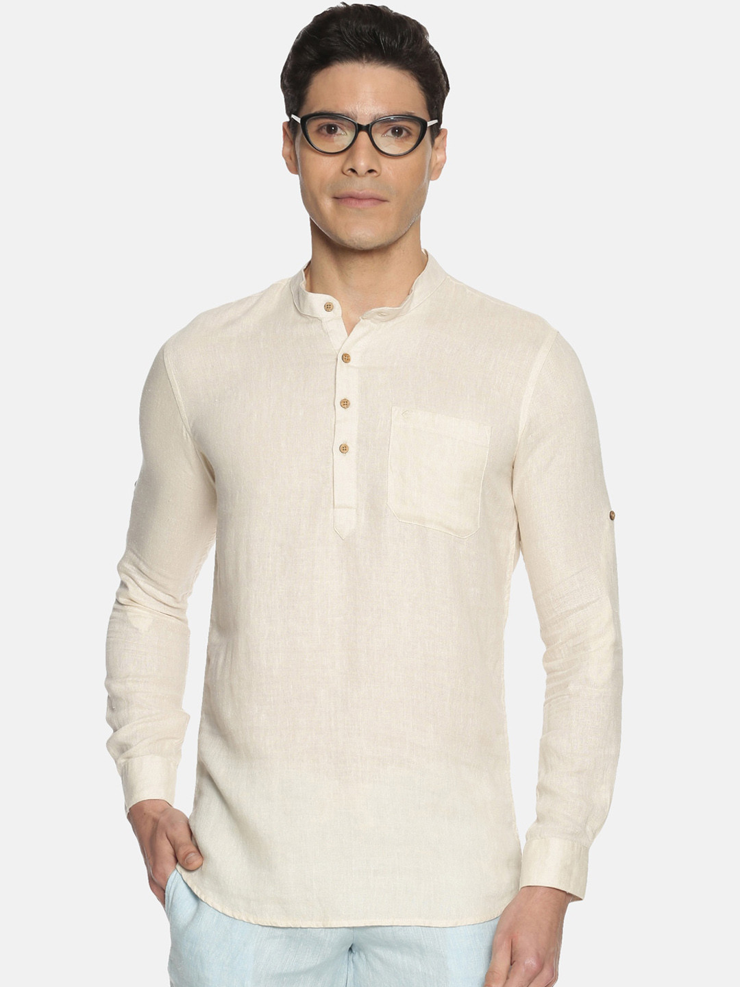

Ecentric Mandarin Collar Sustainable Kurta, Off white