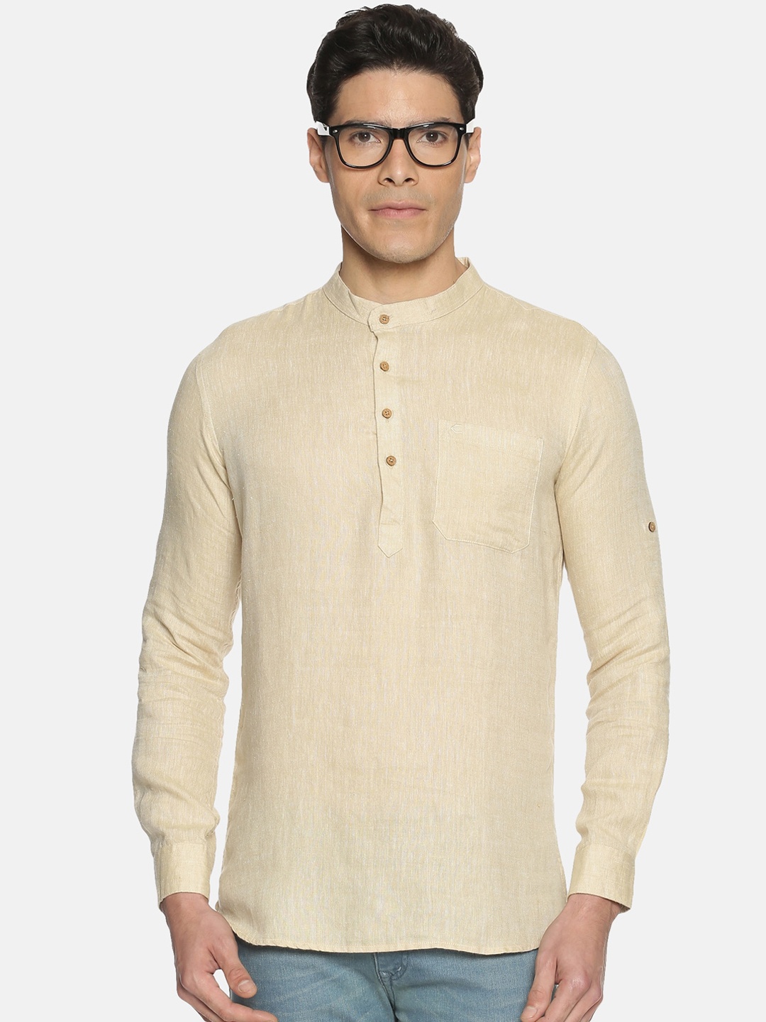 

Ecentric Mandarin Collar Sustainable Kurta, Beige