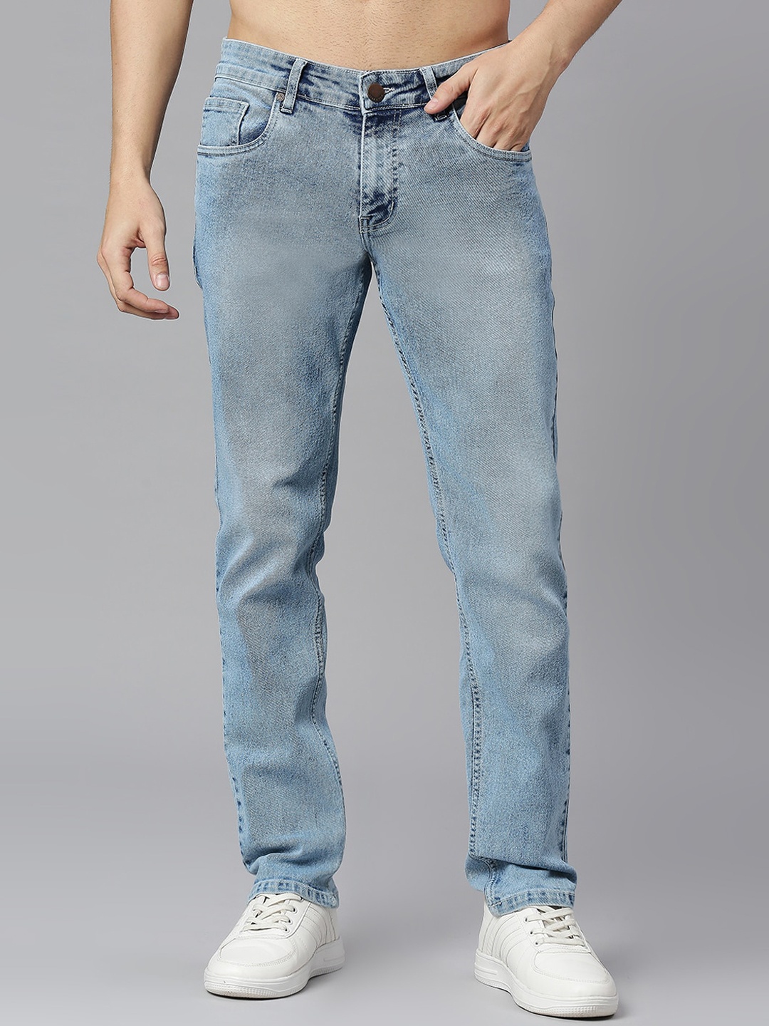 

HERE&NOW Men Smart Slim Fit Heavy Fade Stretchable Jeans, Blue