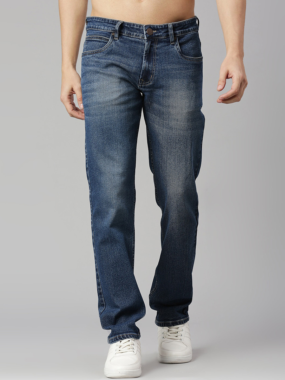 

HERE&NOW Men Smart Slim Fit Light Fade Stretchable Jeans, Blue