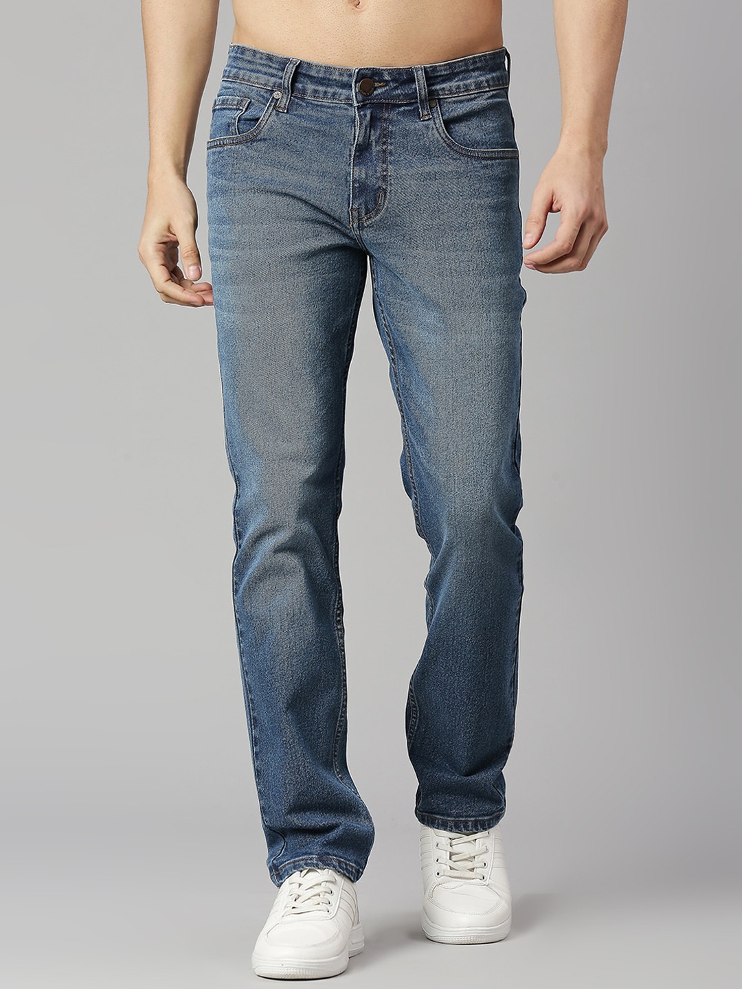 

HERE&NOW Men Smart Slim Fit Light Fade Stretchable Jeans, Blue