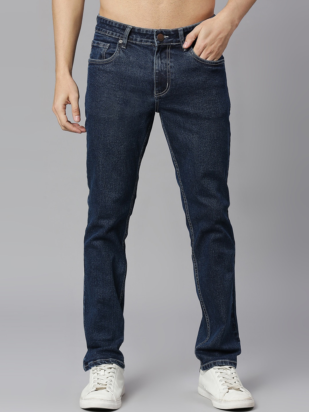 HERE&NOW Men Smart Slim Fit Stretchable Jeans, Blue