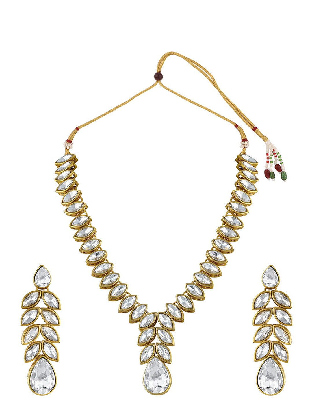 

I Jewels Gold-Plated Stone-Studded Jewellery Set, White