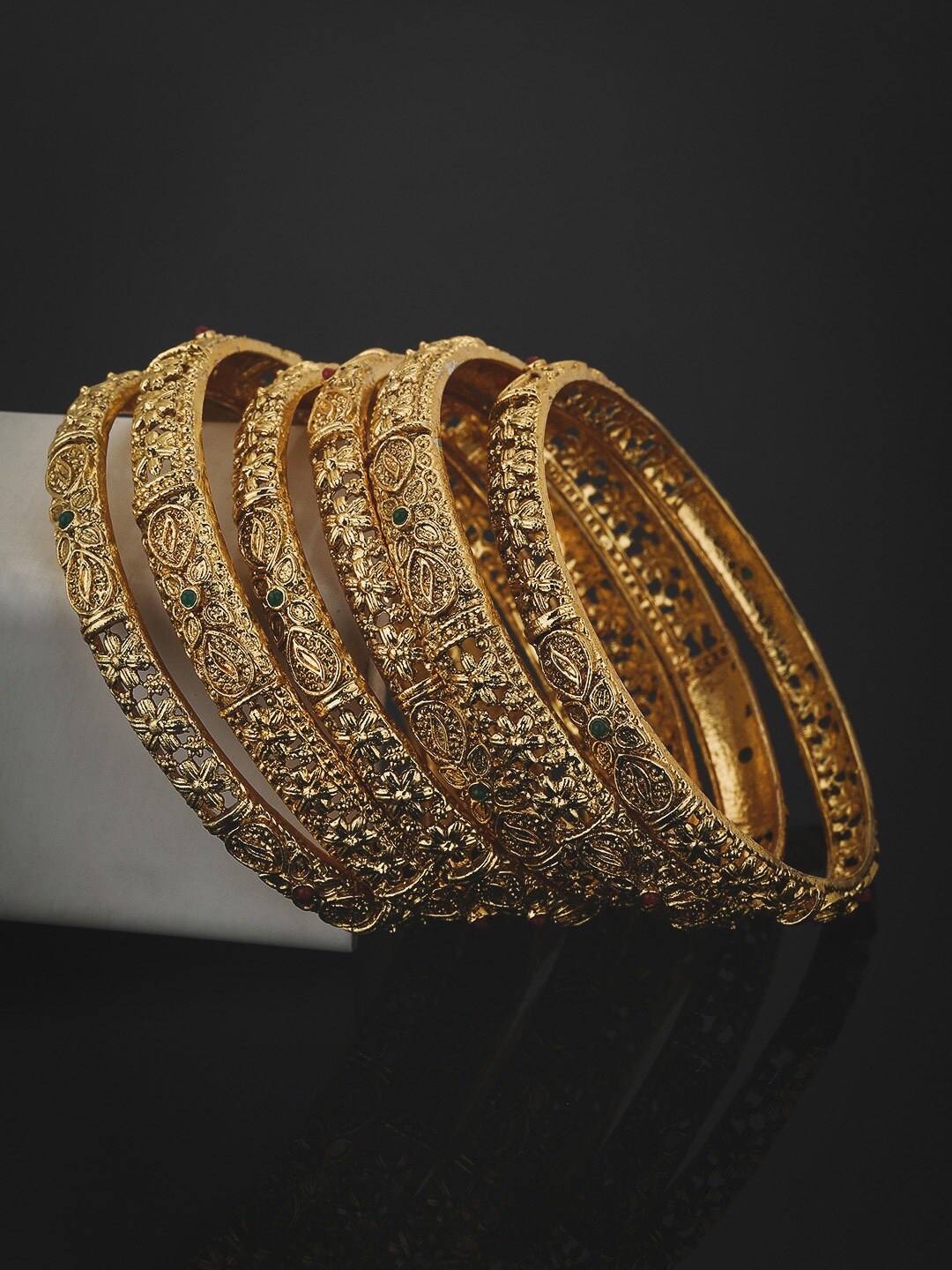 

Carlton London Set Of 6 Gold-Plated Stone-Studded Bangles