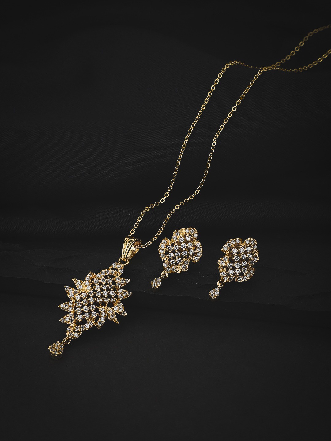 

Carlton London Gold-Plated AD-Studded Jewellery Set