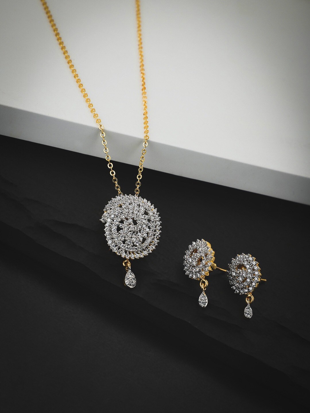 

Carlton London Gold-Plated AD Studded Jewellery Set