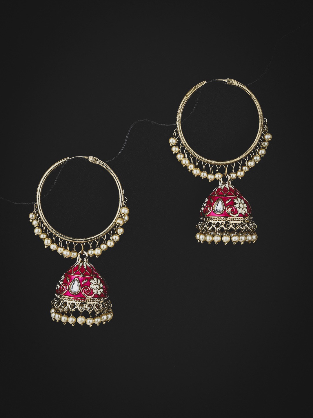 

Carlton London Gold-Plated Dome Shaped Jhumkas, Pink