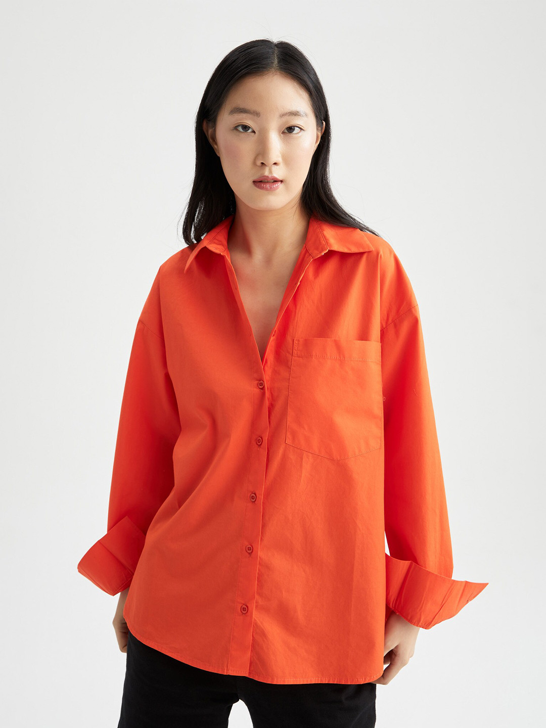 

DeFacto Women Pure Cotton Shirt, Orange