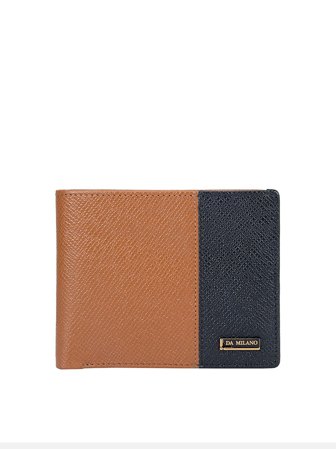 

Da Milano Men Colourblocked Leather Two Fold Wallet with SD Card Holder, Brown