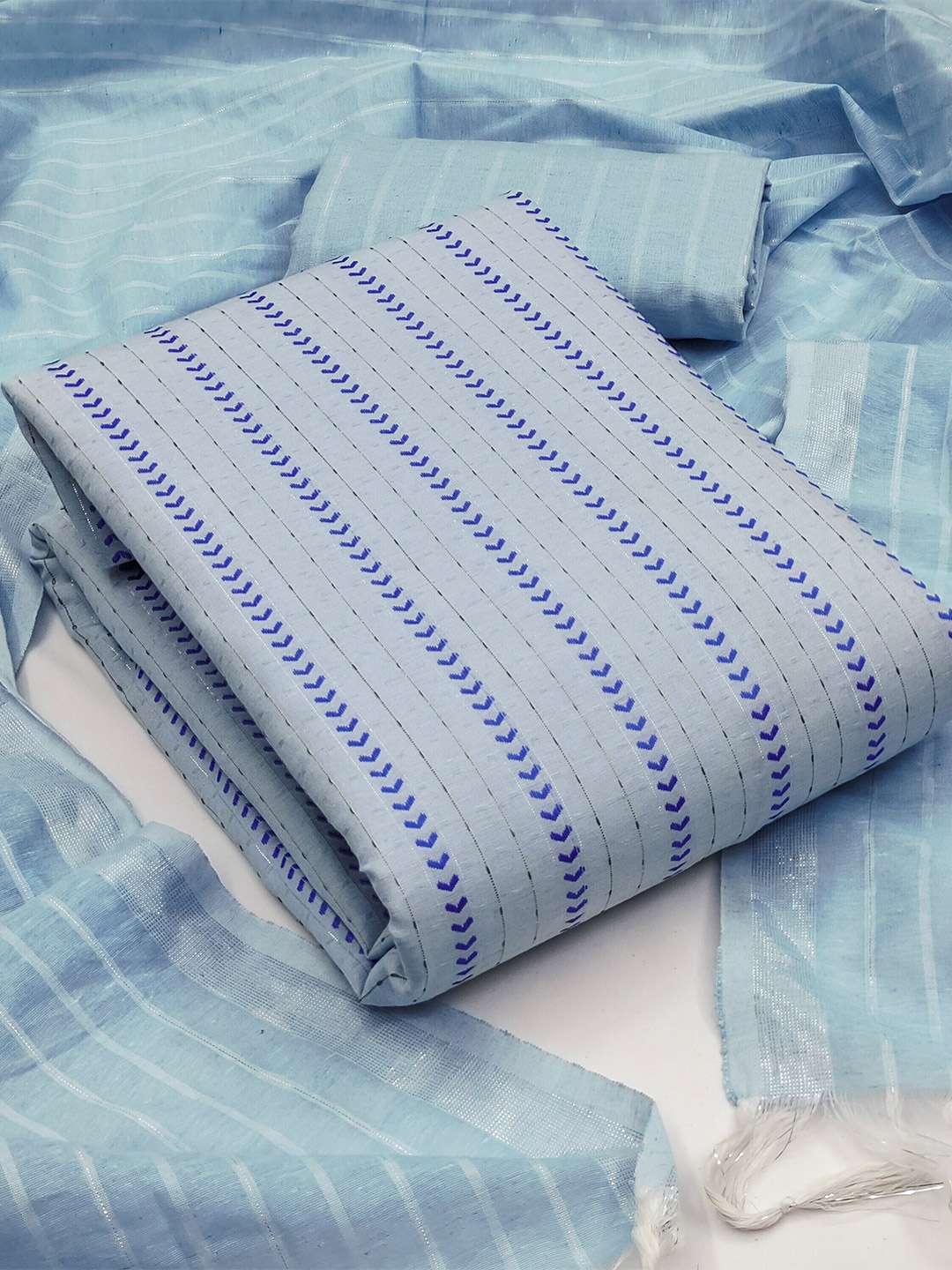 

KALINI Woven Design Zari Semi-Stitched Dress Material With Dupatta, Blue