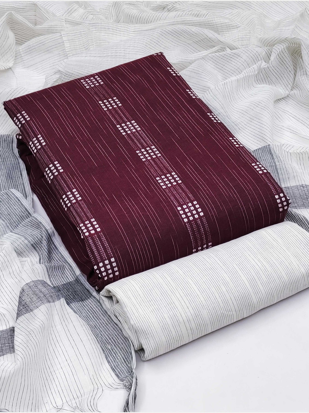 

KALINI Woven Design Semi-Stitched Dress Material, Magenta