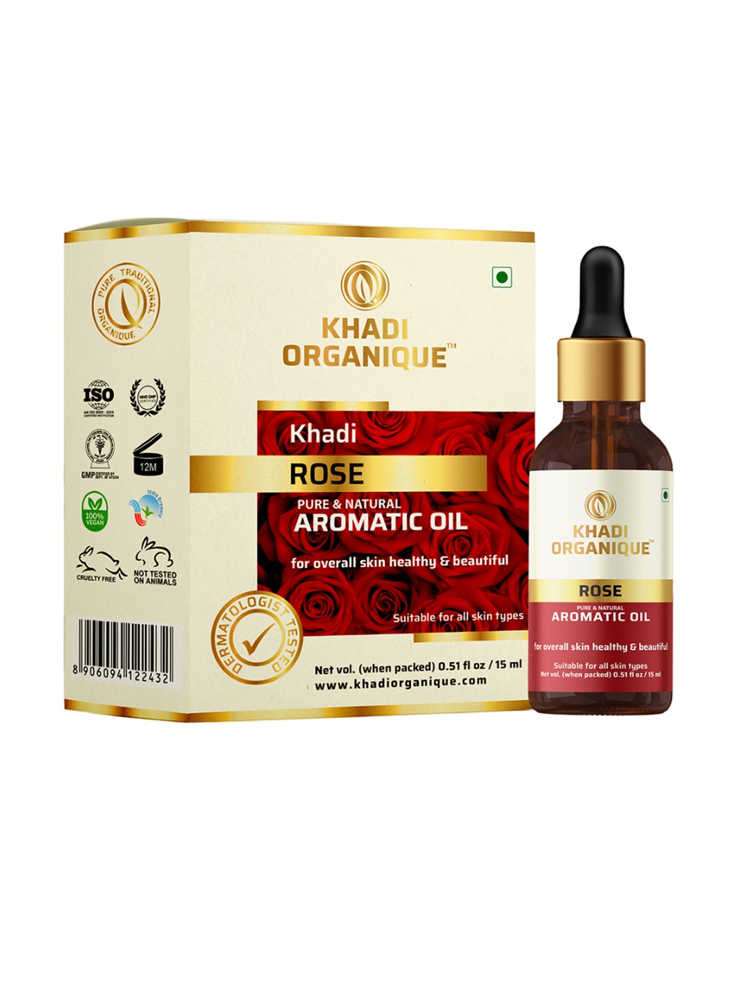 

Khadi Organique Rose Essential Oil -15ml, White