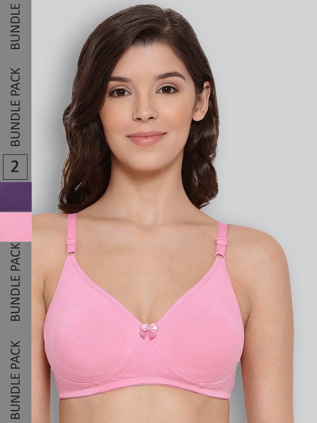

LYRA Pack Of 2 Underwired Pure Cotton Non Padded All Day Comfort Seamless T-shirt Bra, Pink