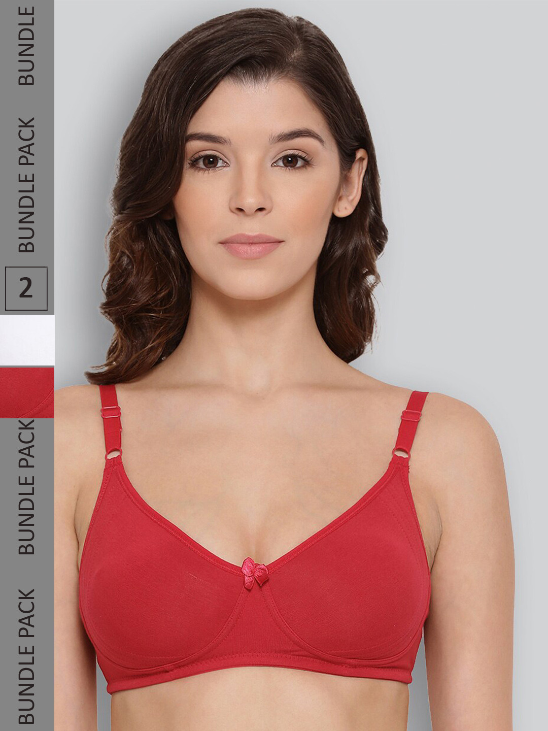

LYRA Pack of 2 Non-Padded Underwired Pure Cotton Bra, Red
