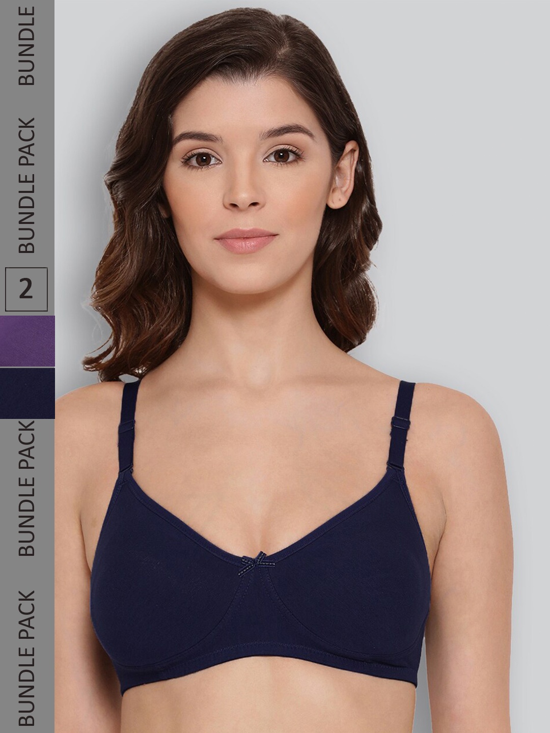 

LYRA Pack Of 2 Combed Cotton Seamless Moulded Encircled Bra, Navy blue