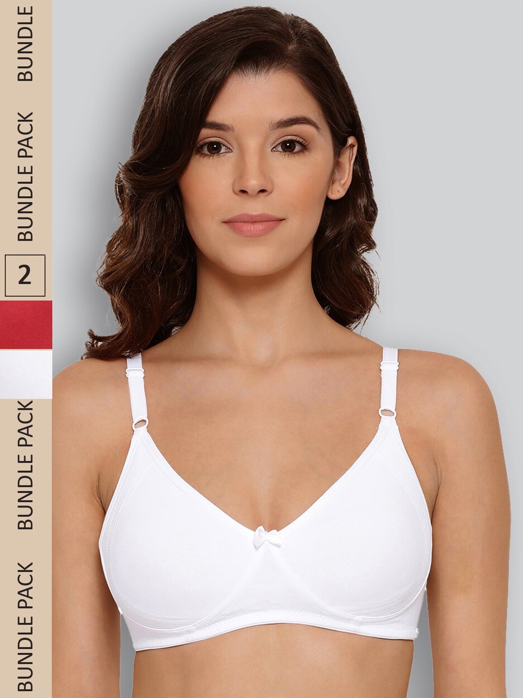 

LYRA Pack Of 2 Non Padded Seamless Moulded Full Coverage Pure Cotton Underwired Bra, White