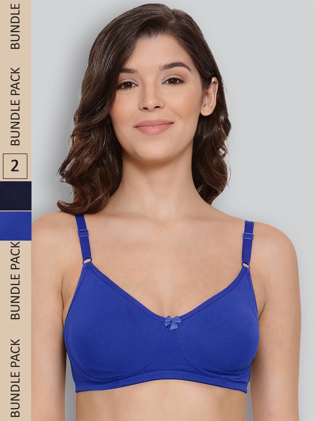 

LYRA Pack Of 2 Combed Cotton Seamless Moulded Encircled Bra, Blue