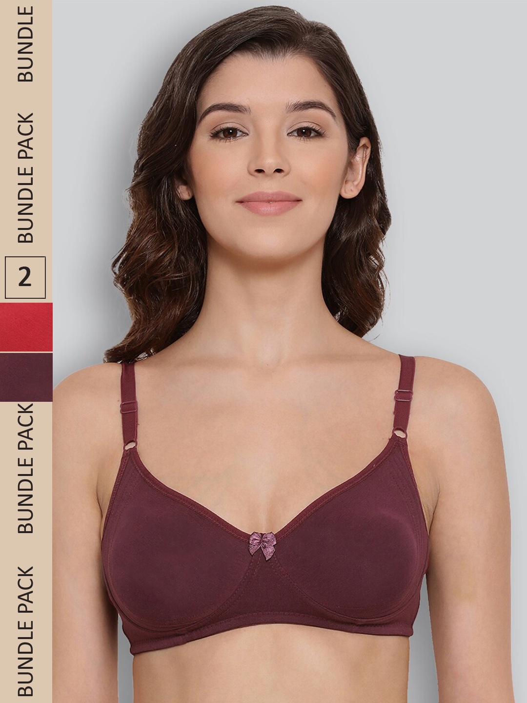 

LYRA Pack of 2 Underwired All Day Comfort Seamless Pure Cotton T-shirt Bra, Red