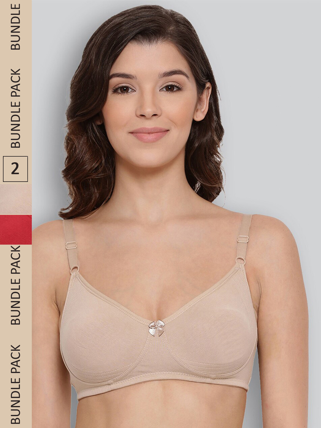 

LYRA Pack Of 2 Non Padded Underwired Pure Cotton T-Shirt Bra MY_LYRA_513_SK_REDL_30B_2PC, Red