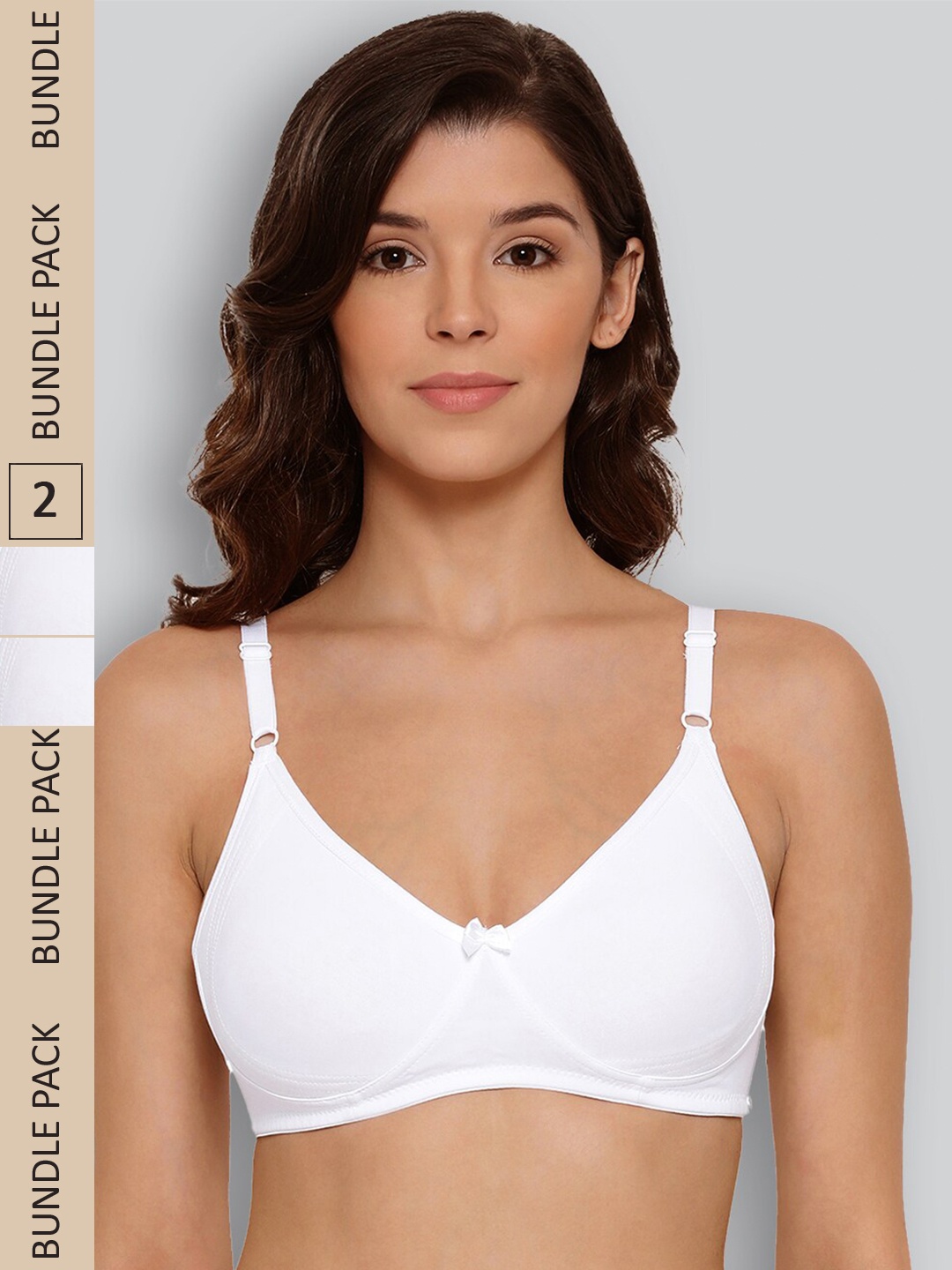 

LYRA Pack Of 2 Underwired Pure Cotton Non Padded All Day Comfort Seamless T-shirt Bra, White