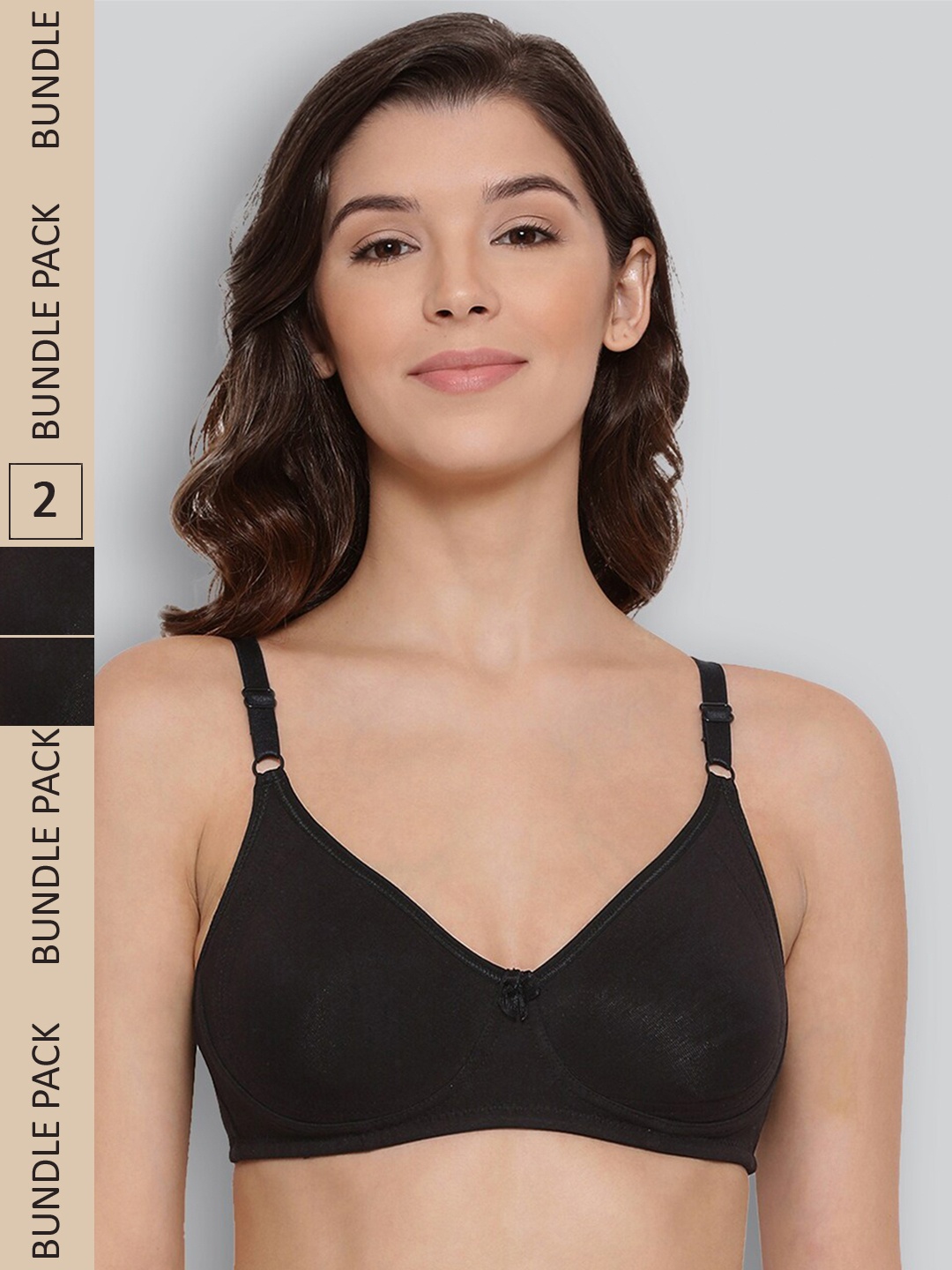 

LYRA Pack Of 2 Non Padded Seamless Moulded Full Coverage Pure Cotton Underwired Bra, Black