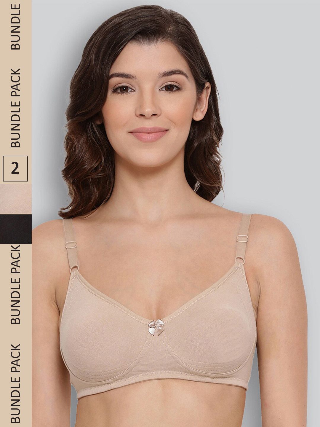 

LYRA Pack Of 2 Underwired Pure Cotton Non Padded All Day Comfort Seamless T-shirt Bra, Beige