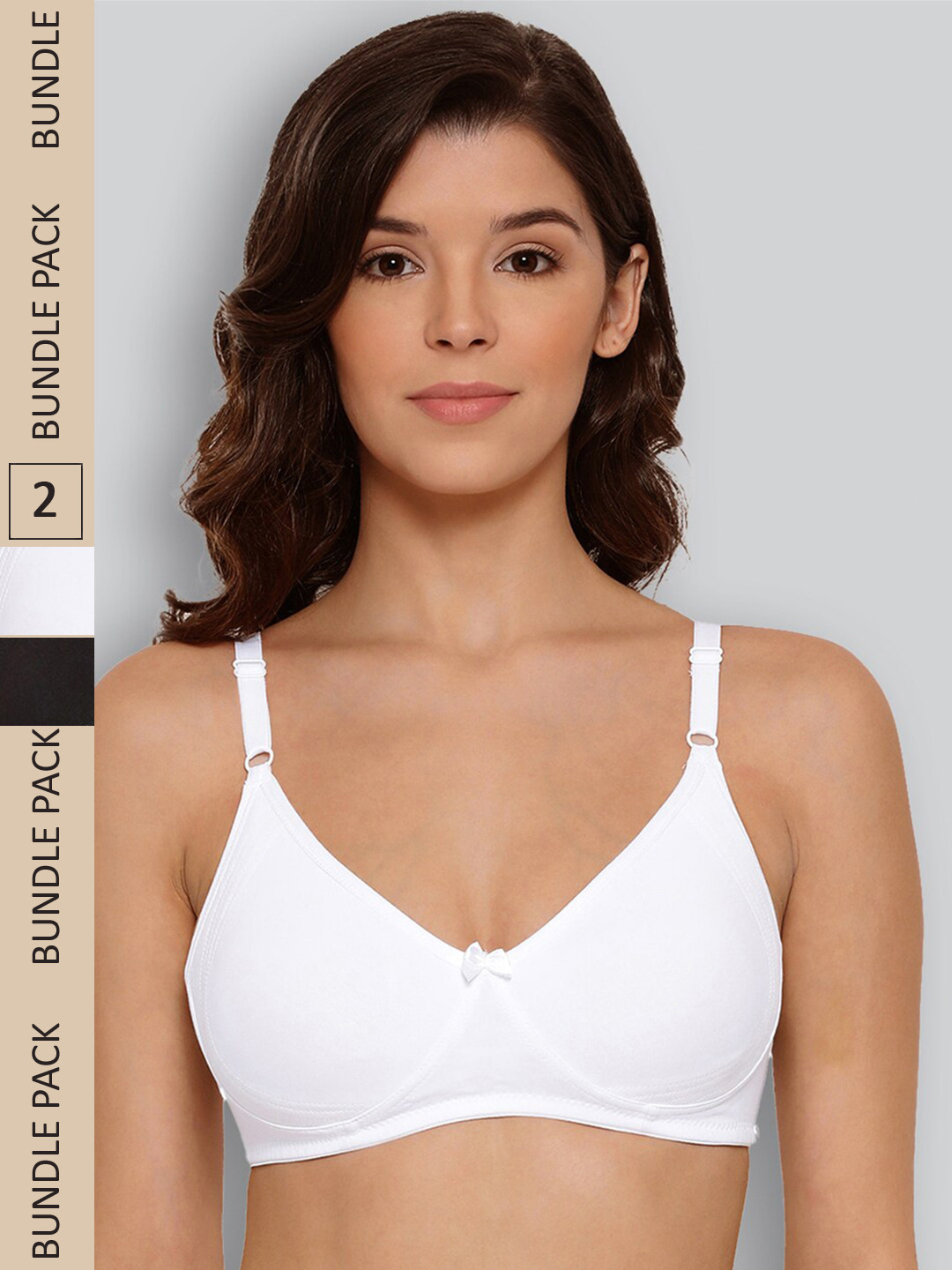

LYRA Pack Of 2 Non Padded Seamless Moulded Full Coverage Pure Cotton Underwired Bra, Black
