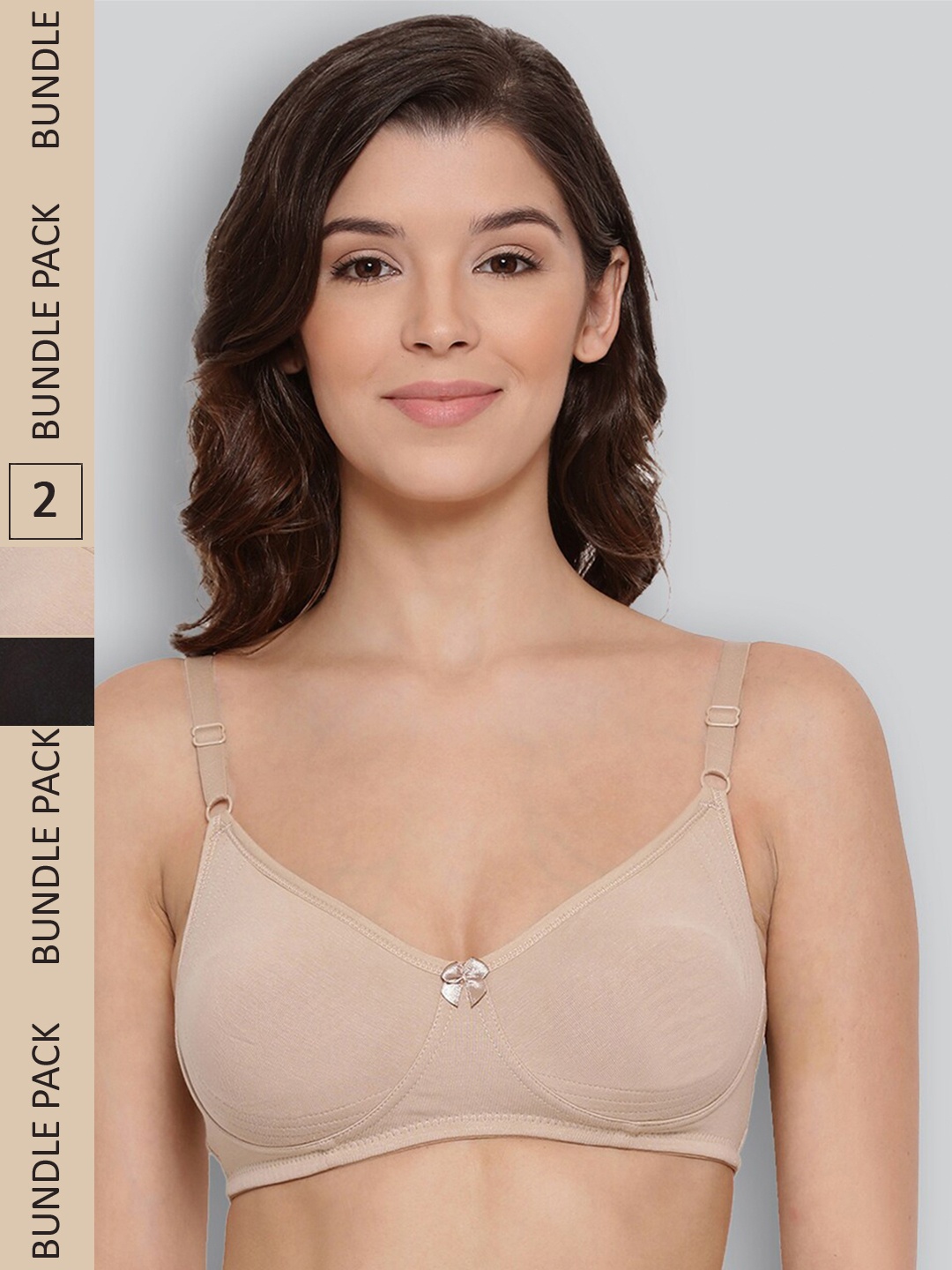 

LYRA Pack Of 2 Non Padded Seamless Moulded Full Coverage Pure Cotton Underwired Bra, Black
