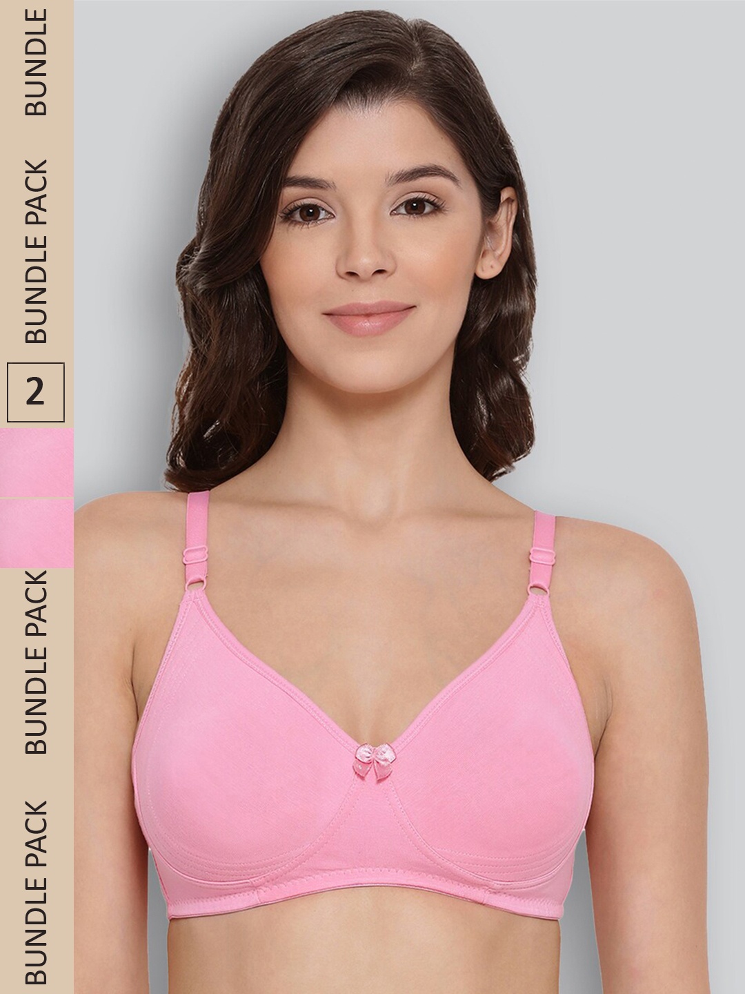 

LYRA Pack of 2 Non-Padded Underwired Pure Cotton Bra, Pink