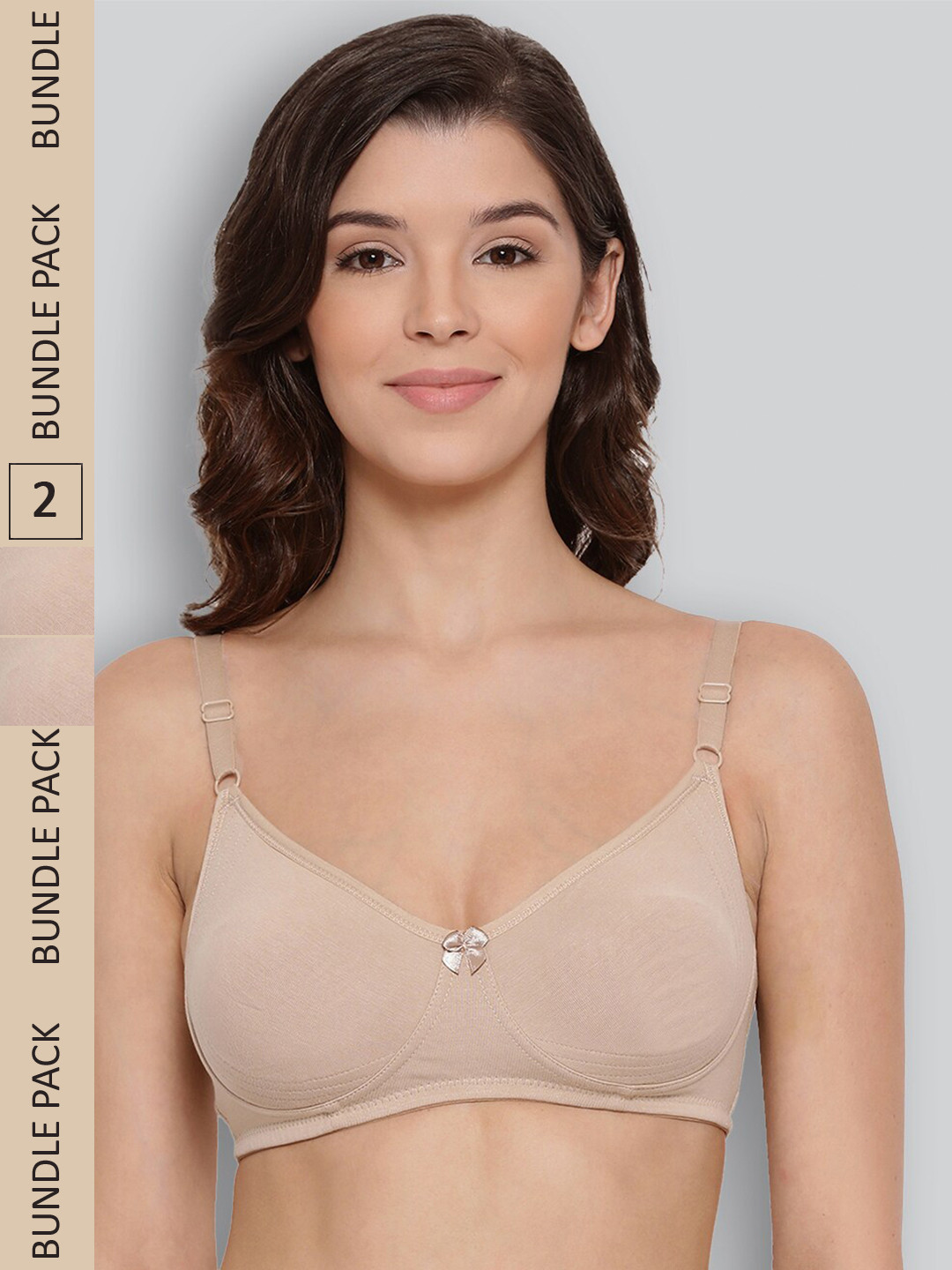 

LYRA Pack of 2 Non-Padded Underwired Pure Cotton Bra, Beige