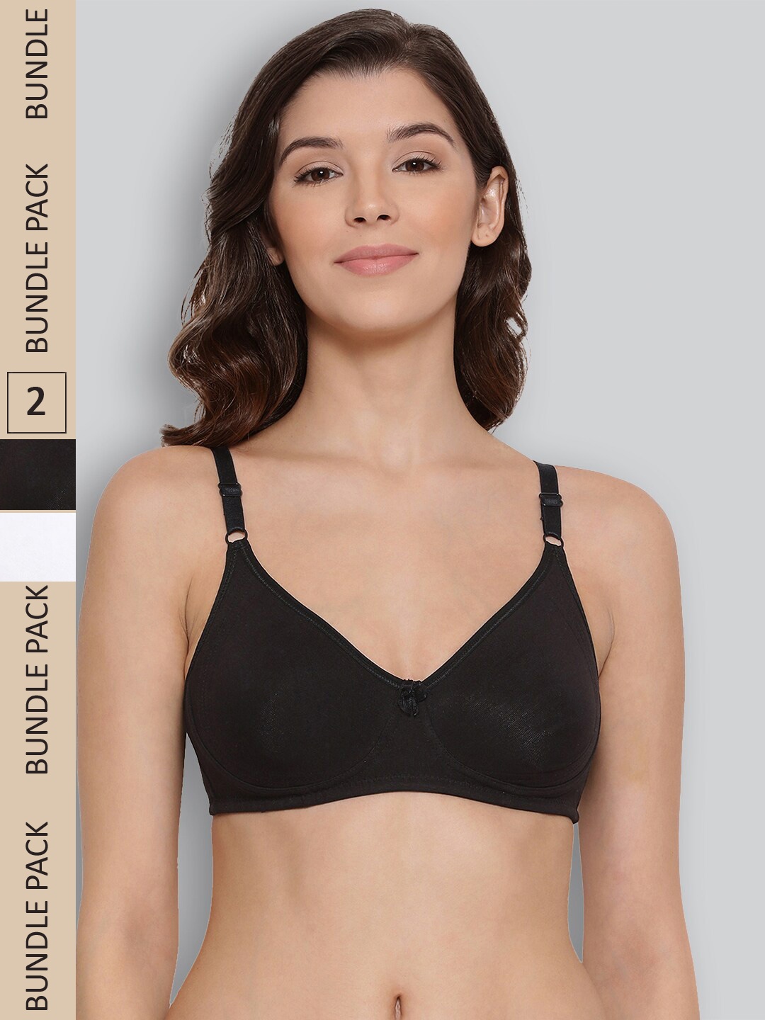 

LYRA Pack Of 2 Underwired Pure Cotton Non Padded All Day Comfort Seamless T-shirt Bra, Black