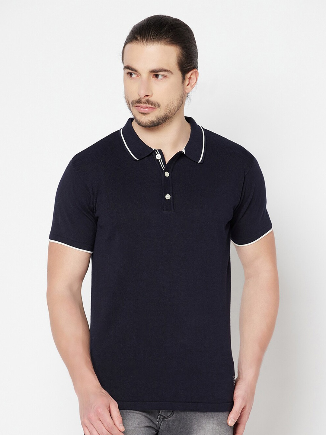 

Cantabil Polo Collar Cotton T-shirt, Navy blue