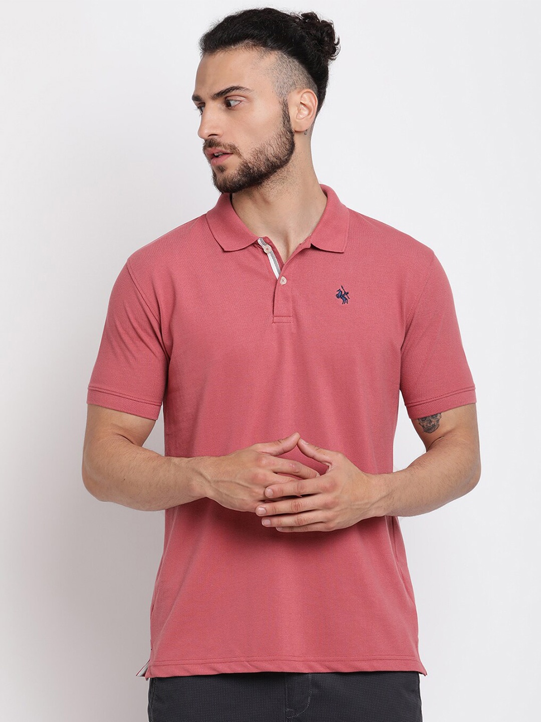 Cantabil Polo Collar Lightweight Cotton T-shirt, Pink