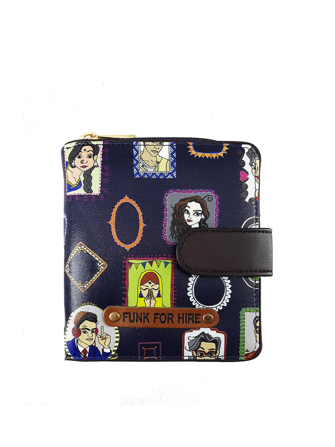 

Funk For Hire Women Graphic Printed Two Fold Wallet, Navy blue