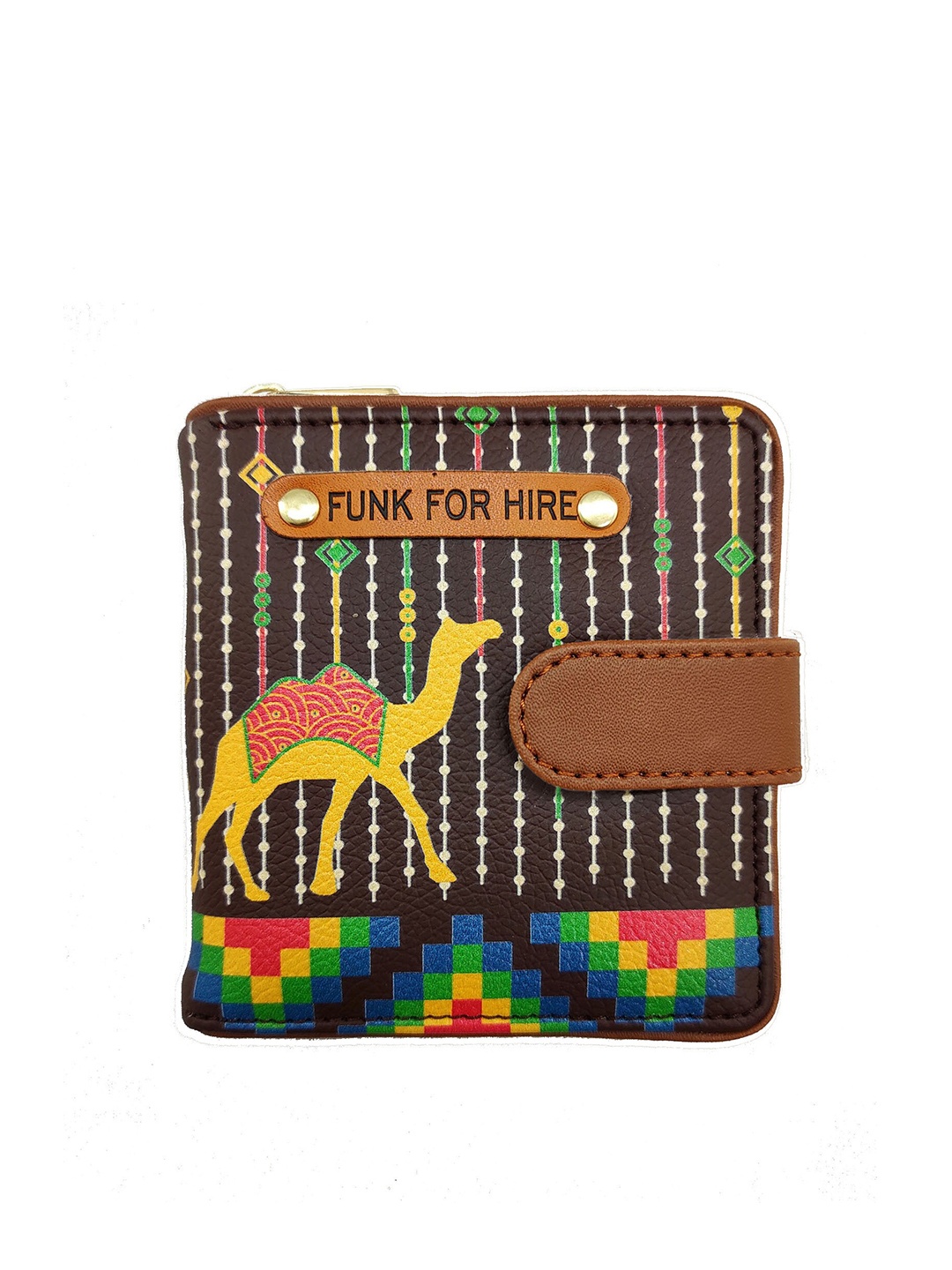 

Funk For Hire Women Printed Two Fold Wallet With SD Card Holder, Brown