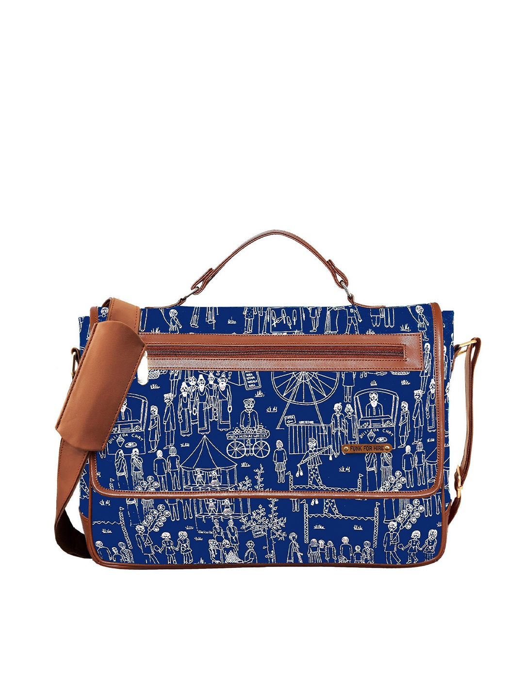 Funk For Hire Printed Laptop Bag, Blue