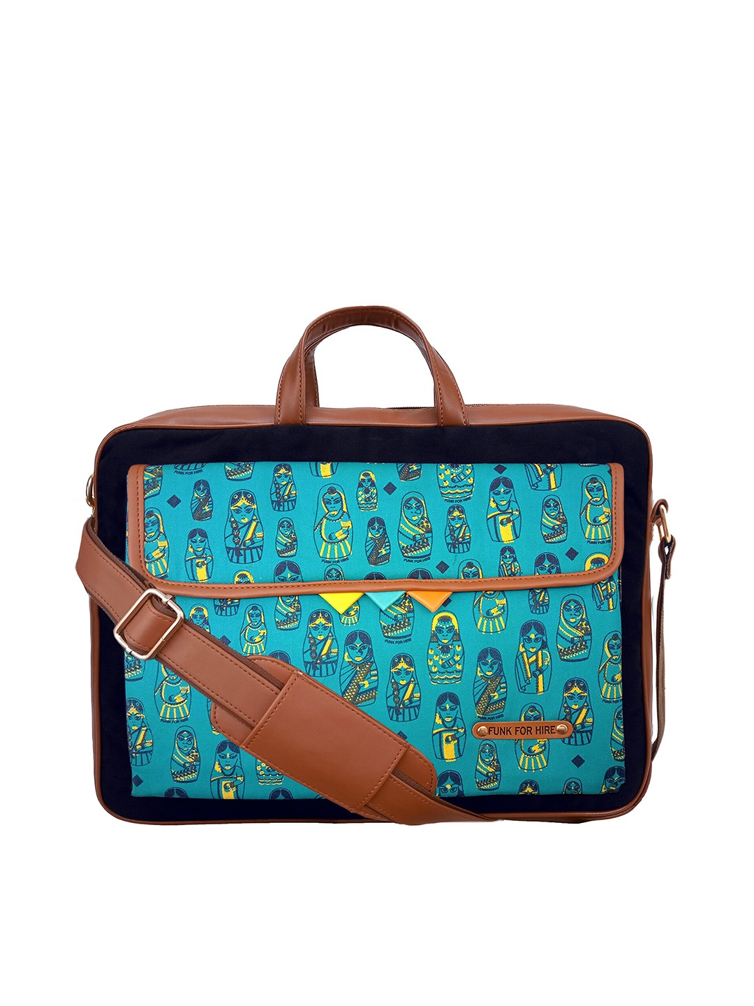 

Funk For Hire Printed Laptop Bag, Turquoise blue