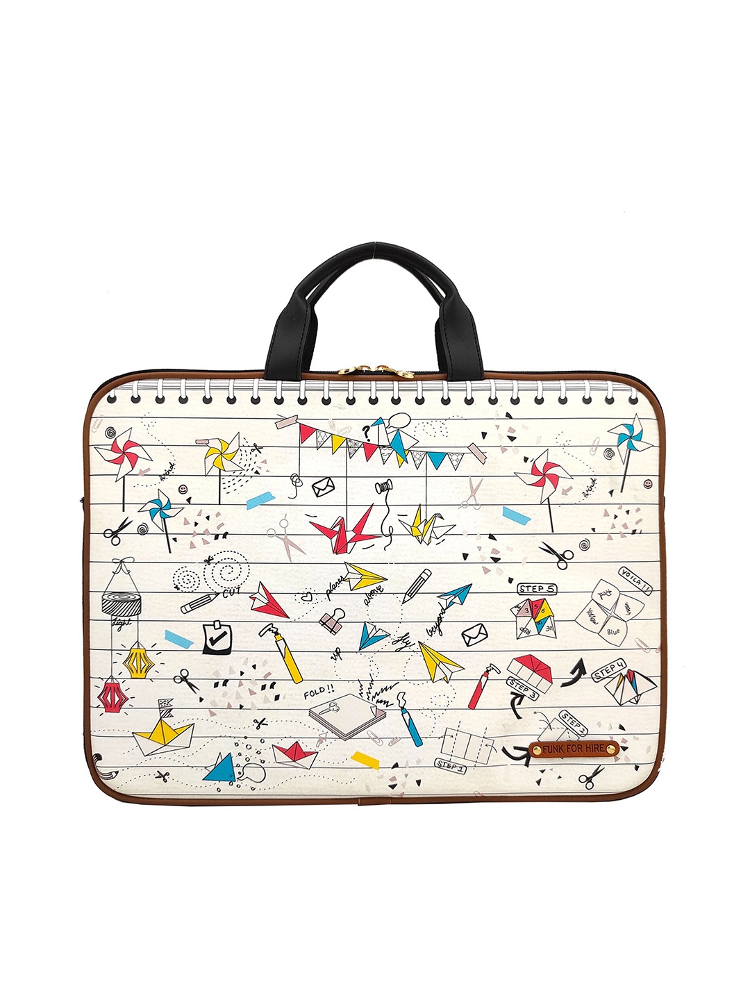 

Funk For Hire Printed PU Laptop Sleeve, White