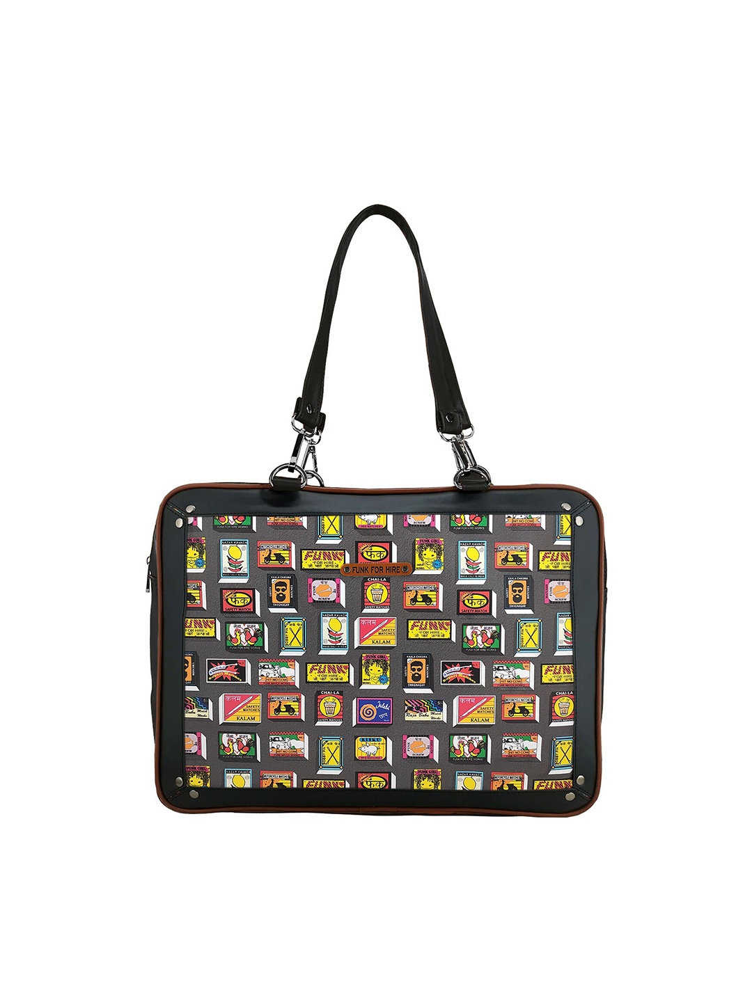 

Funk For Hire Women Printed PU Laptop Bag, Grey