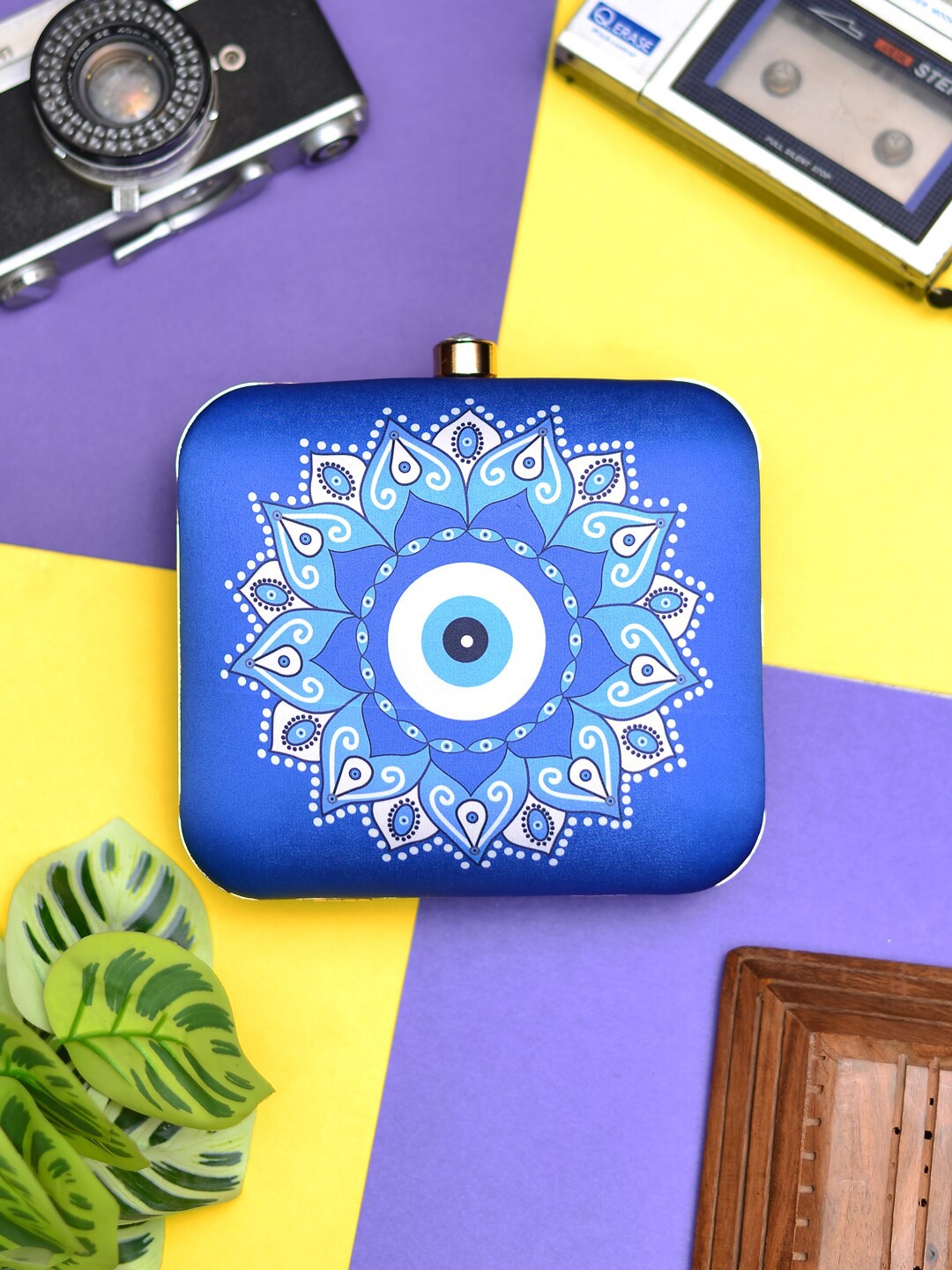 

ARTKLIM Printed Box Clutch, Blue