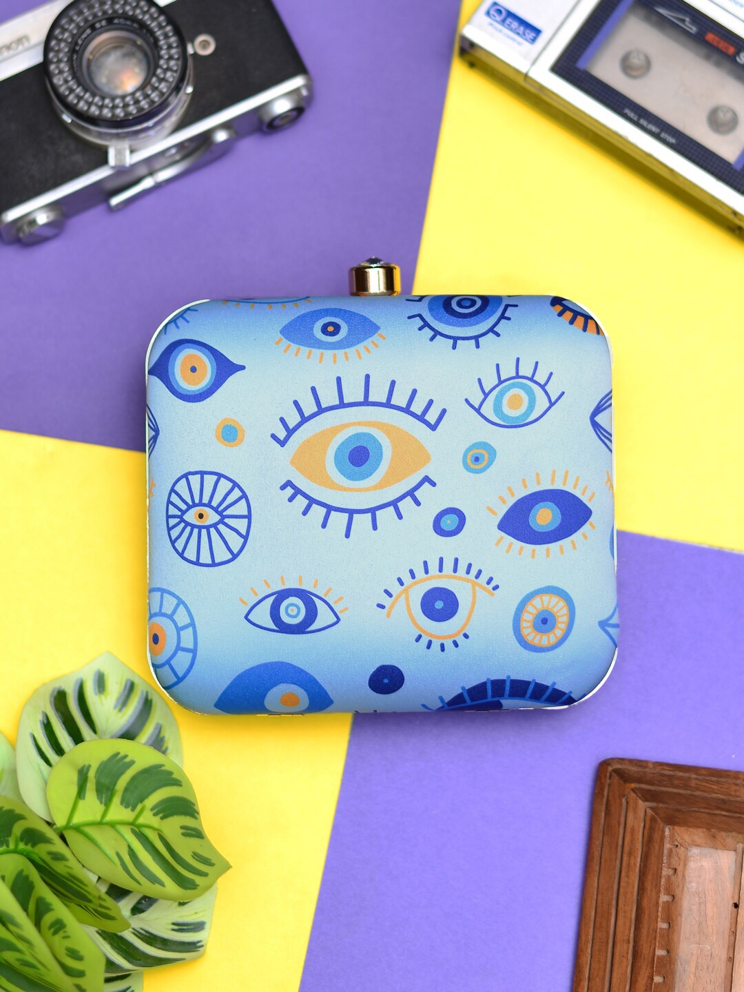 

ARTKLIM Printed Box Clutch, Blue